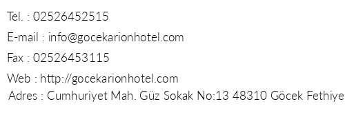 Gcek Arion Hotel telefon numaralar, faks, e-mail, posta adresi ve iletiim bilgileri